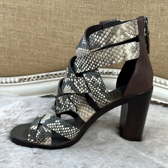 Dolce Vita | Noree Faux Snake Skin Caged Heel Peep Toe Sandals - Picture 3 of 16